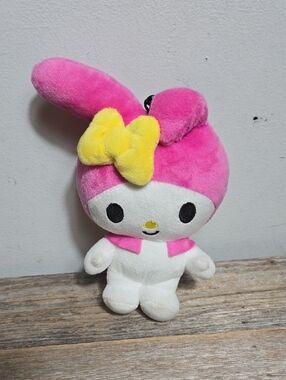 Sanrio My Melody Plush Bag Charm in Hot Pink with Yellow Bow 6"